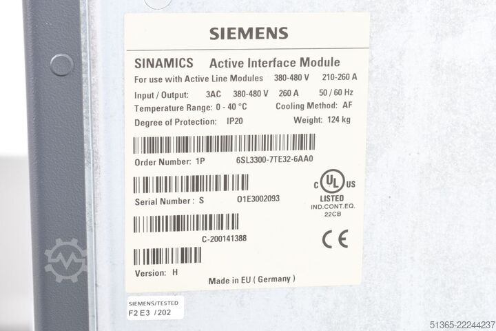 Aktív interfész modul, verzió: H Siemens AG 6SL3300-7TE32-6AA0