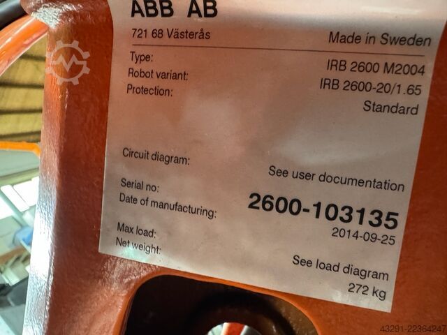  ABB Robotics IRB 2600 20/1.65 IRC5 M2004