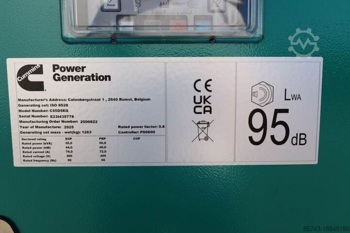 Generator set Cummins C55D5EQ Declaration of Conformity, Diesel, 55kVA,