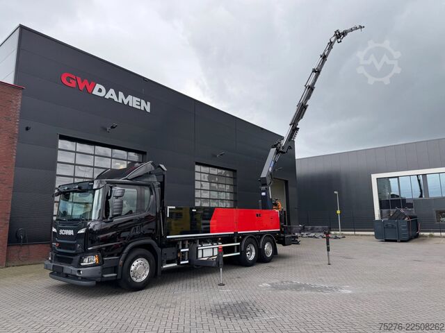 Crane truck Scania P370 XT 6x2 HMF 3220-K6+Fly jib FJ600-K3 Euro 6D