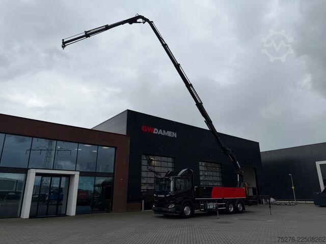 Crane truck Scania P370 XT 6x2 HMF 3220-K6+Fly jib FJ600-K3 Euro 6D