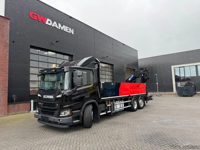 Crane truck Scania P370 XT 6x2 HMF 3220-K6+Fly jib FJ600-K3 Euro 6D