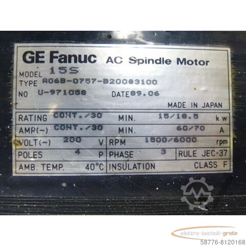 Unitate de control Fanuc A06B-0757-B200#3100 AC Spindel Motor