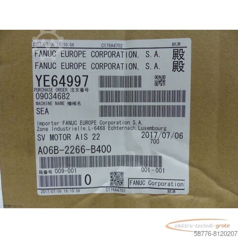 Silnik Fanuc Fanuc A06B-2266-B400 SV MOTOR AIS 22 SN:C176A4702  !