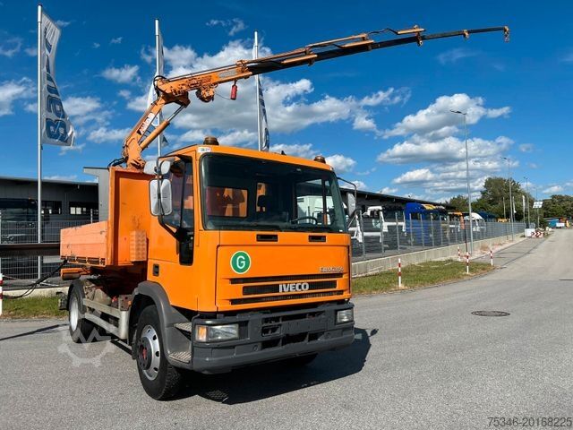 Camión portacontenedores de gancho IVECO ML 120E18 Abrollkipper/Kran-Mulde/Funk/Seilwinde