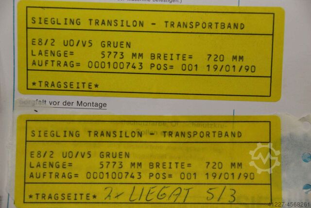 Transportbånd bredde 720 mm 2 stk. Siegling Transilon E8/2 UO/V5