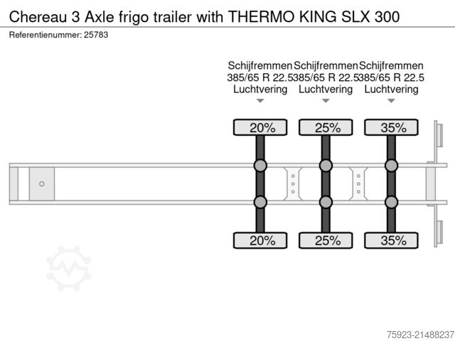 Chladírenská/mrazírenská přeprava Chereau 3 Axle frigo trailer with THERMO KING SLX 300