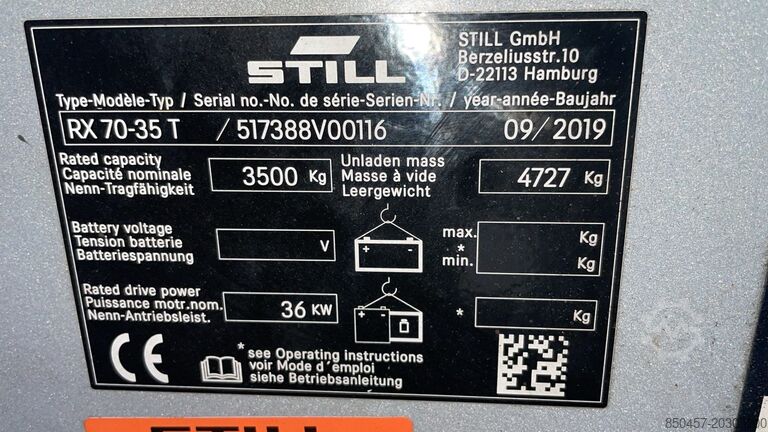 LPG gaffeltrucks Still RX70-35T 4.4m/ 2.13m LH/ 2019yy/ 4v