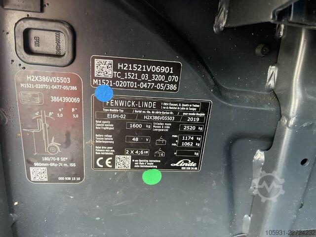 Elektrische vorkheftruck 3 wielen Linde E16H-02