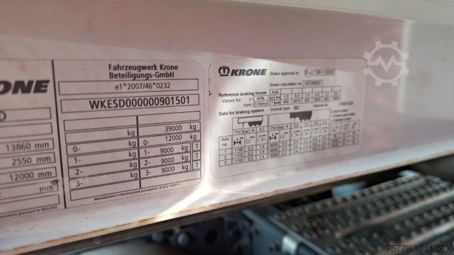 Auflieger mit offener Pritsche KRONE SD*Pritsche beschädigt*Neue Bordwände *