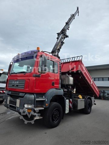 Háromirányú billenő teherautó MAN TGA 18.430 / 4X4 ALLRAD / Atlas 190 Kran FUNK