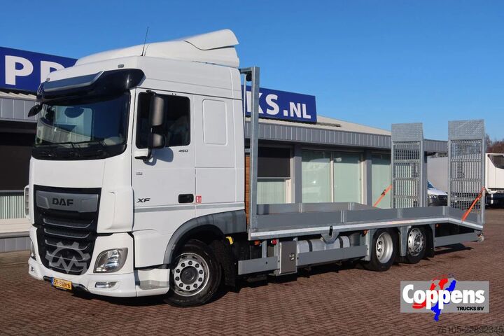 Furgon samochodowy do przewozu aut DAF XF 450 6x2 Oprijwagen vloerhoogte 100 cm + 2x  ...