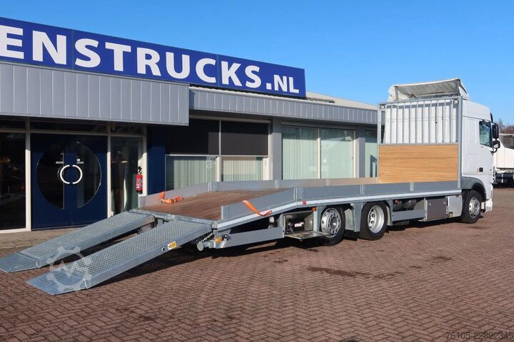 Furgon samochodowy do przewozu aut DAF XF 450 6x2 Oprijwagen vloerhoogte 100 cm + 2x  ...