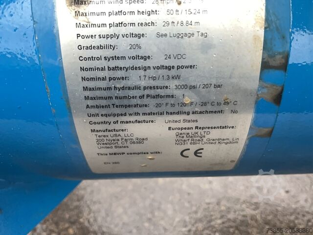 Nacelle élévatrice montée sur remorque Genie TZ-50 Hybrid w/Drive (17m)