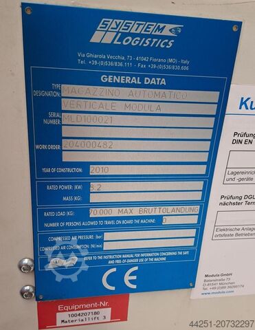 Geautomatiseerd verticaal opslagsysteem5 Modula Lift ML 50D