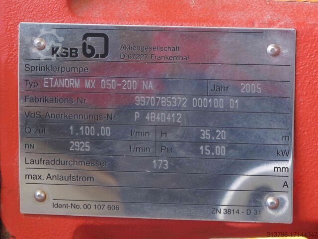 Bomba centrífuga KSB Etanorm 50/200
