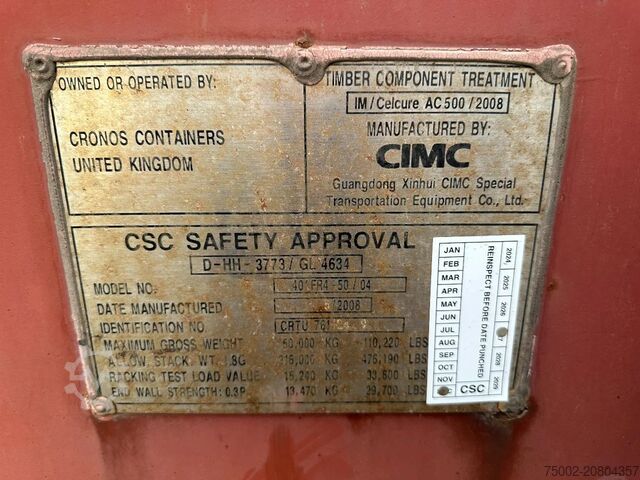 Lapos konténerek CIMC 40FT FLATRACK FLUSH FOLDING / CSC: 10/2027 / 10...
