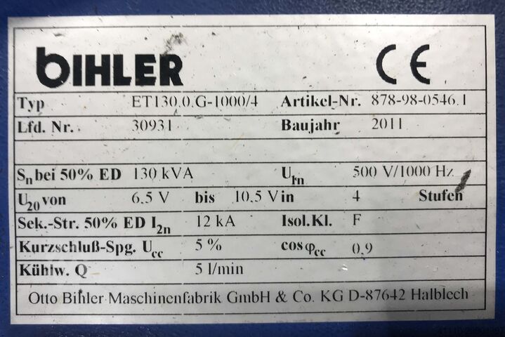 Középfrekvenciás hegesztőberendezés BIHLER B 5000