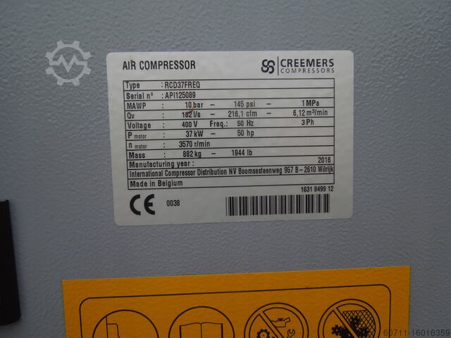 Skruvkompressor Creemers RCD37FREQ
