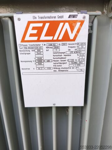 Transformator Trafostation 800kVA, 10/0,4kV, 2001 Typ TDQ-802A01S5H, ELIN-Öltrafo