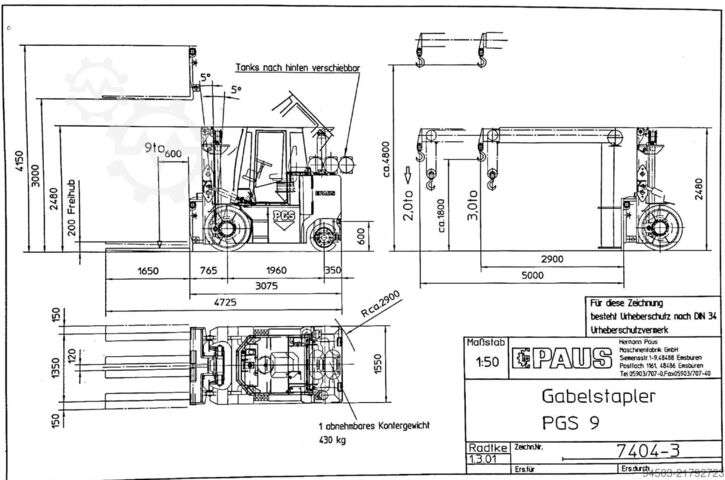 Ağır hizmet kompakt forklift Paus PGS 9