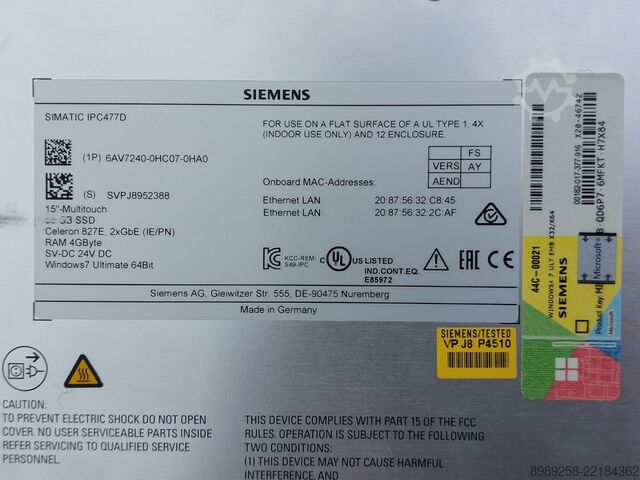 Unidade de controlo Siemens 6AV7240-0HC07-0HA0