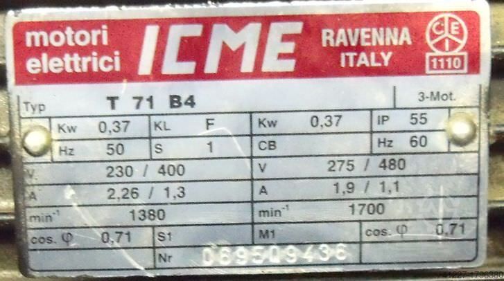 Motorredutor 0,37 kW 98 rpm ICME T71B4