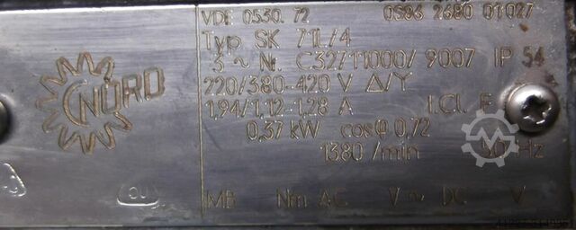 Tandwielmotor 0,37 kW 50 tpm Nord SK71L/4