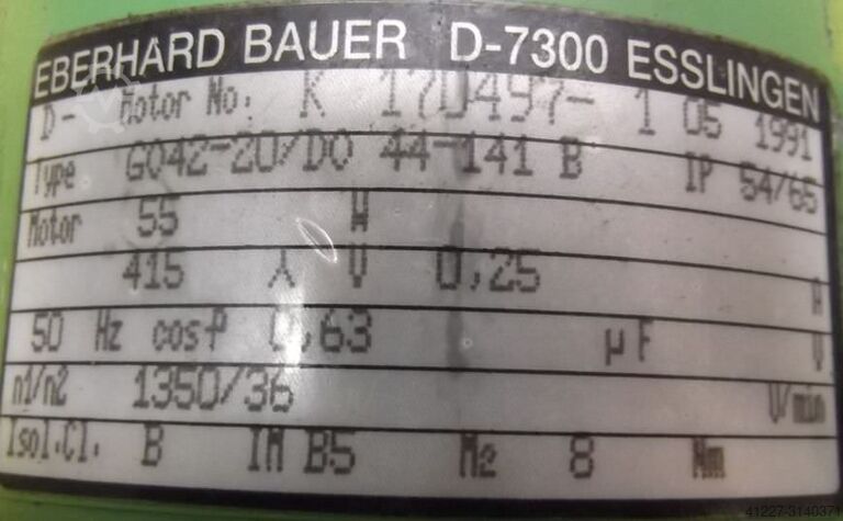 Tandwielmotor 0,055 kW 36 tpm Bauer GO42-20/DO44-141B