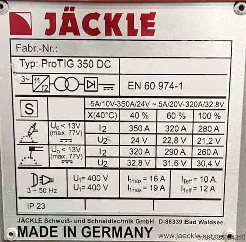 Poste de soudure Jäckle ProTIG 350 DC