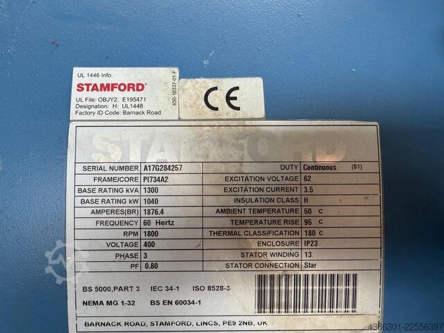 Jeneratör, güç jeneratörü Stamford MTU Stamford MTU 1040kW