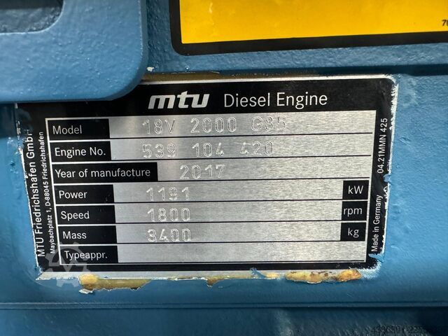 Jeneratör, güç jeneratörü Stamford MTU Stamford MTU 1040kW