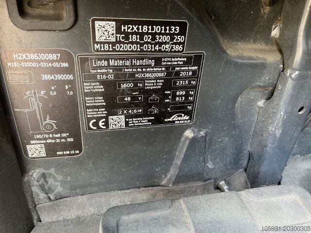 Elektrische vorkheftruck 3 wielen Linde E16-02
