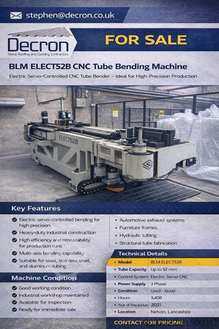 Buisbuigmachine BLM ELECT52B CNC Tube Bending
