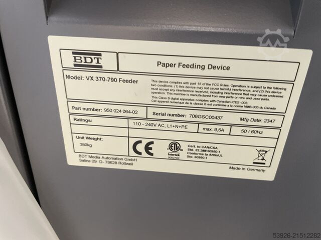 Langboogaanvoer BDT VX 370 new feeder for Canon imagePress V1350 incl. S-bridge