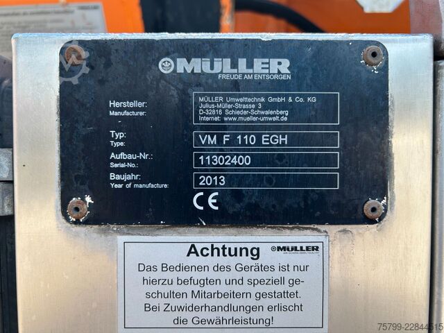 Camion-citerne à vide MERCEDES-BENZ 3344 Actros Saug-Druck Wagen Müller VMF 110EGH