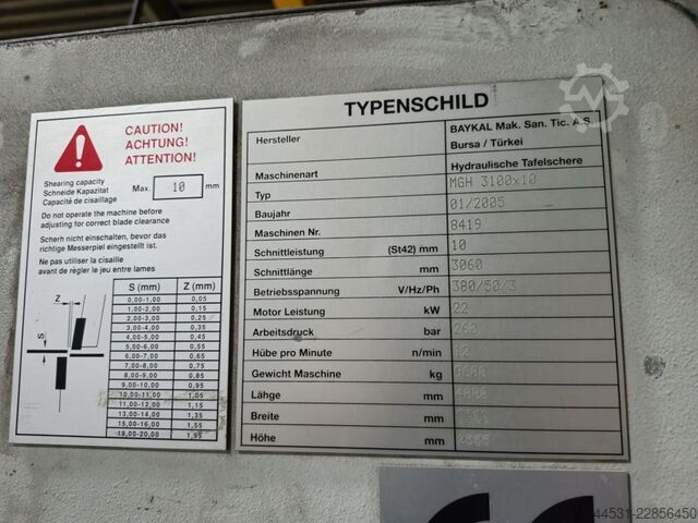 Hydrauliska giljotinsaxar Baykal MGH 3100 / 10