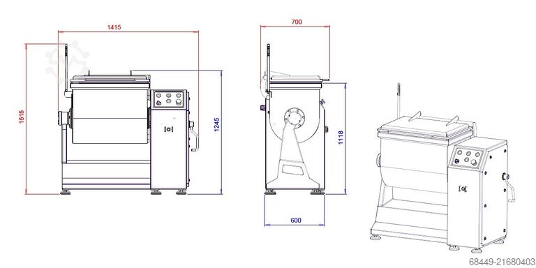 Paddle mixer 200 L, Type Barmix 200 D Barsso Peddelmenger 200 L., Type Barmix 200 D