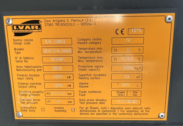 Instalație mobilă de cazan cu abur I.VAR Industry S.r.l. BHP-EN 2000