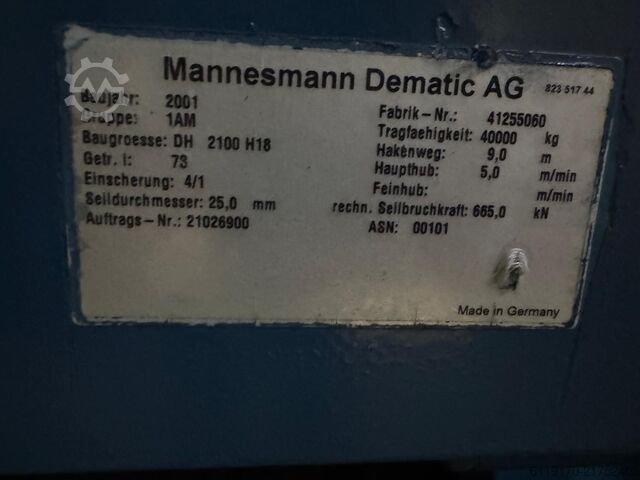 Wciągarka linowa DEMAG DH2100 H18 - 40t