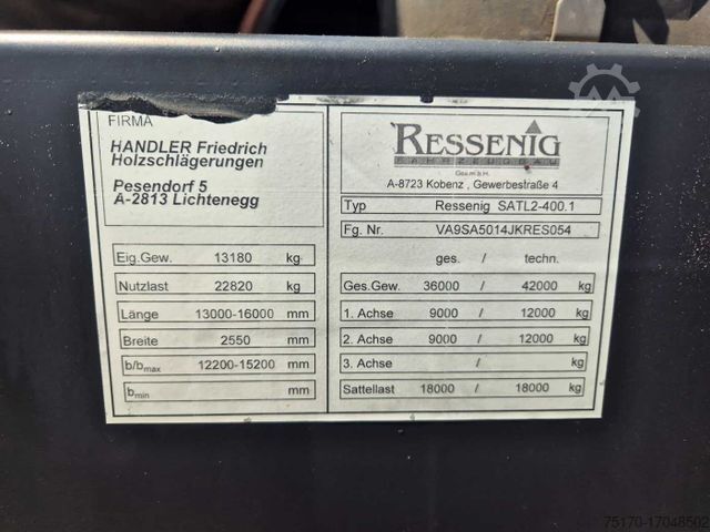 Tieflader-Sattelauflieger Ressenig SATL2-400 teleskop.-Maschinentieflader