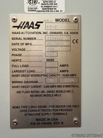 Lodräta raden center HAAS DT-1