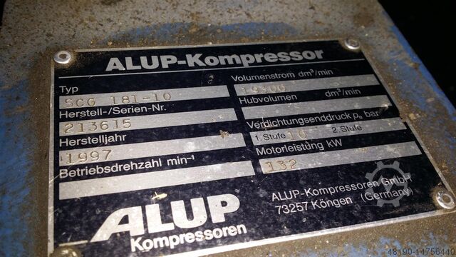 Compresor de tornillo ALUP SCG181-10