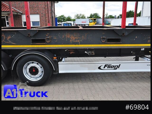 Rönkhordó félpótkocsi FLIEGL SDS01, Langholz, Containeraufbau, Liftachse,