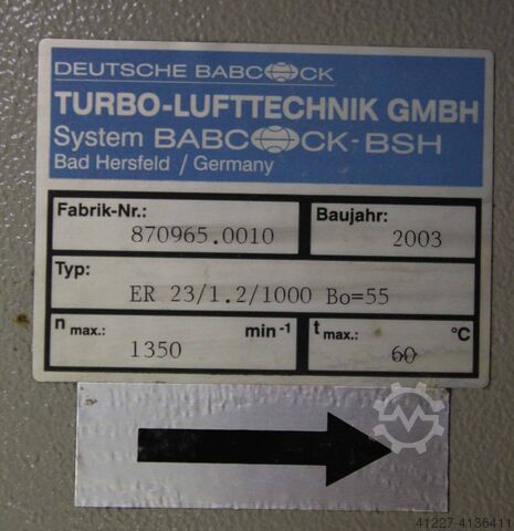 Støvudsugningsventilator 22 kW Babcock Durchmesser Lüfter 960 mm