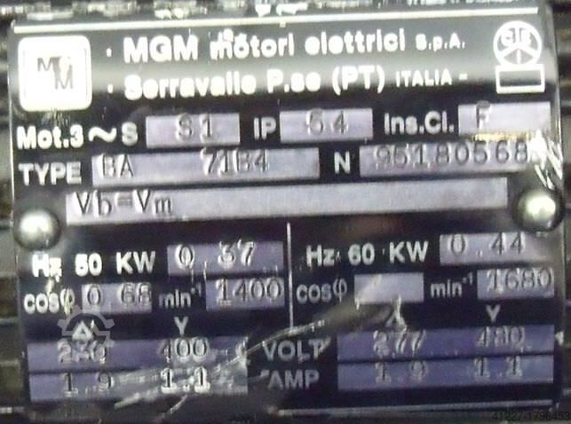 Electric motor 0.37 kW 1400 rpm MGM BA71B4