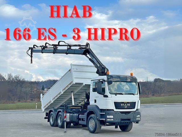 Grua montada em camião MAN TGS 26.400 * HIAB 166 ES - 3 HIPRO + FUNK * 6x4