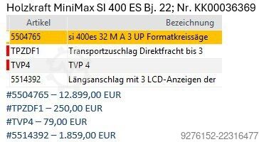 Formaatzaagmachine Holzkraft Minimax SI 400es 32 M A 3 UP