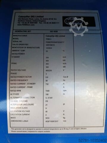 Agregate FG Wilson P500-3 - 500 kVA Genset - DPX-16019
