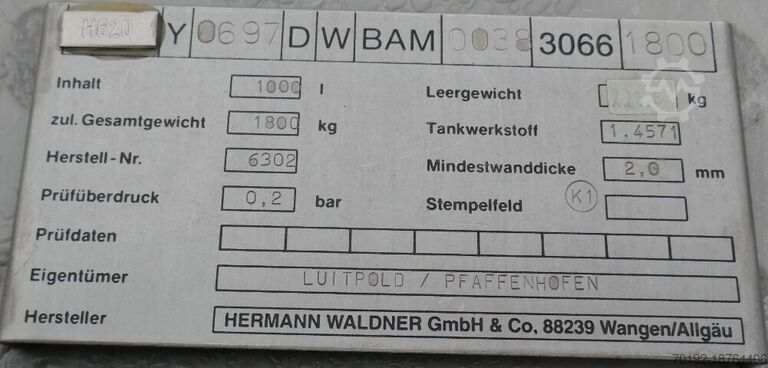 1000 liter IBC container gemaakt van V4A  